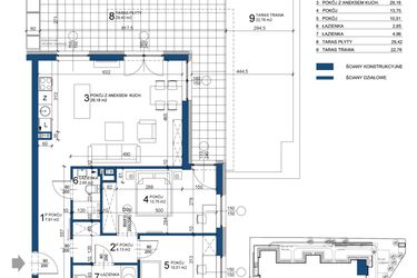 Rzut - Mieszkanie na sprzedaż 3 pokoje o powierzchni 73,09 m² - numer 85 w Bursztynowy Dom