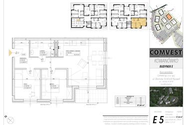 Rzut - Mieszkanie na sprzedaż 3 pokoje o powierzchni 57,66 m² - numer E5 w Kowanówko