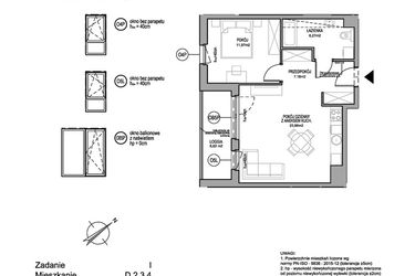 Rzut - Mieszkanie na sprzedaż 2 pokoje o powierzchni 49,3 m² - numer D.2.3.4 w Rumia Centralna