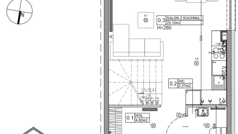 Rzut - Dom na sprzedaż 3 pokoje o powierzchni 65,15 m² - numer 15 w Zielone Ogrody etap II