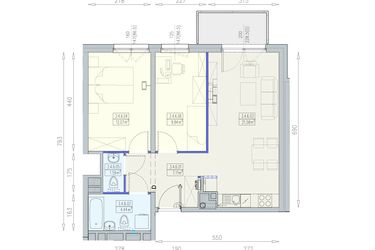 Rzut - Mieszkanie na sprzedaż 3 pokoje o powierzchni 56,63 m² - numer K1 3/4/6/3a w Południk 17 - budynek K1