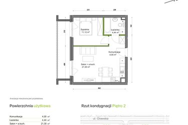 Rzut - Mieszkanie na sprzedaż 2 pokoje o powierzchni 40,86 m² - numer E2/H/08 w Orawska Vita