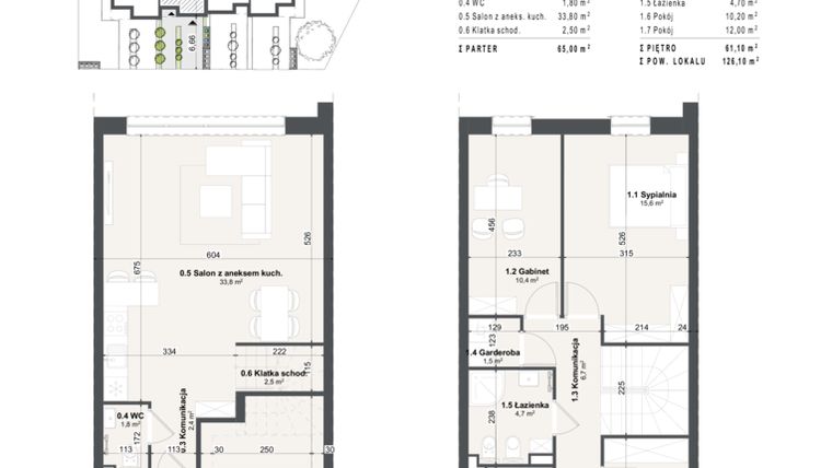 Rzut - Dom na sprzedaż 4 pokoje o powierzchni 126,1 m² - numer 13b w Domy na Przylesiu