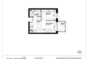 Rzut - Mieszkanie na sprzedaż 2 pokoje o powierzchni 33,68 m² - numer C.73 w Narcyzowe Wzgórza II