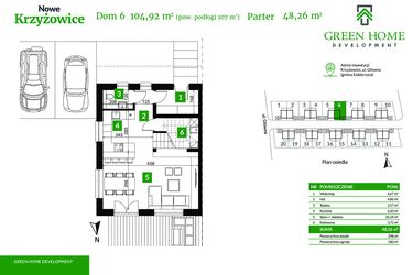 Rzut - Dom na sprzedaż 5 pokoi o powierzchni 104,92 m² - numer 6 w Nowe Krzyżowice II