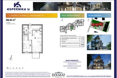 Rzut - Mieszkanie na sprzedaż 2 pokoje o powierzchni 48,41 m² - numer E07 w Kopernika Szesnaście