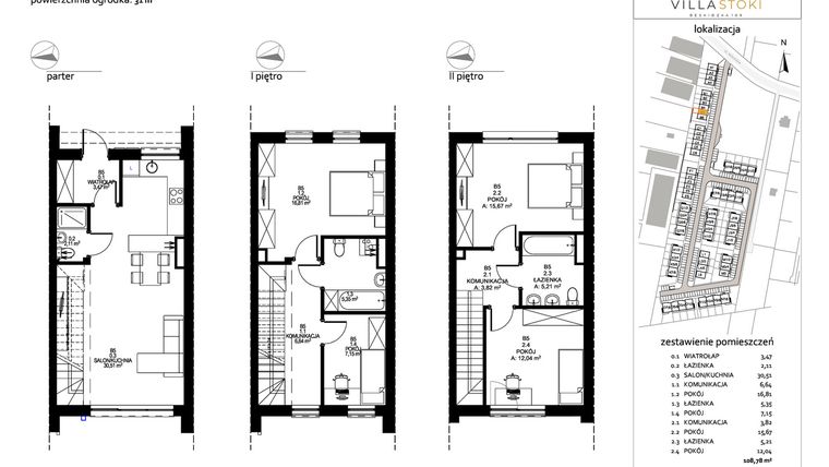 Rzut - Dom na sprzedaż 5 pokoi o powierzchni 108,78 m² - numer B5 w Villa Stoki (domy)