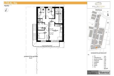 Rzut - Mieszkanie na sprzedaż 4 pokoje o powierzchni 54,25 m² - numer N2 w Villa Stoki (mieszkania)