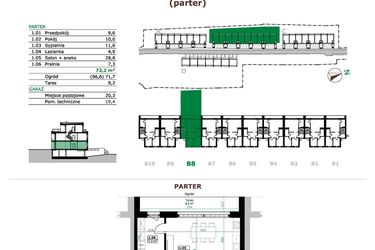 Rzut - Mieszkanie na sprzedaż 3 pokoje o powierzchni 72,2 m² - numer B8.1 w Dębowe Zacisze