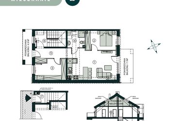 Rzut - Mieszkanie na sprzedaż 3 pokoje o powierzchni 54,93 m² - numer L2 w Aleja Wiśniowa Pogórze