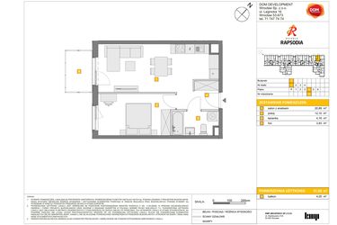 Rzut - Mieszkanie na sprzedaż 2 pokoje o powierzchni 41,08 m² - numer A.28 w Osiedle Rapsodia