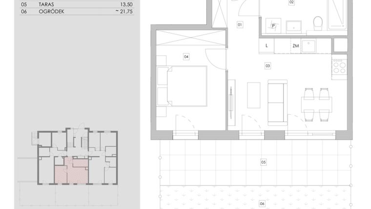 Rzut - Mieszkanie na sprzedaż 2 pokoje o powierzchni 37,18 m² - numer 80.0.02 w ATAL Bronowice