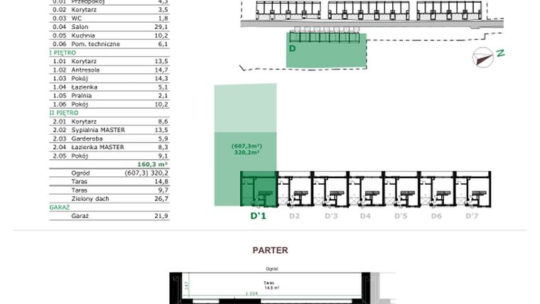Rzut - Dom na sprzedaż 5 pokoi o powierzchni 160,3 m² - numer D.1 w Dębowe Zacisze