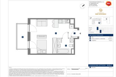 Rzut - Mieszkanie na sprzedaż 1 pokój o powierzchni 30,65 m² - numer F-9 w Apartamenty Park Matecznego Etap 2