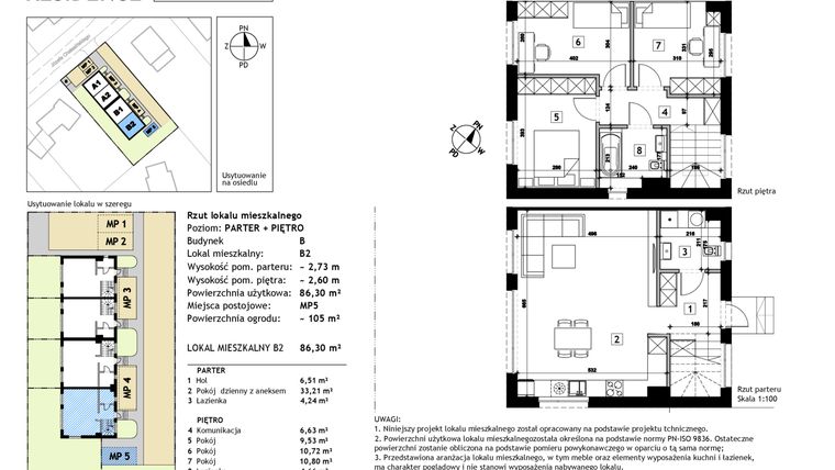 Rzut - Mieszkanie na sprzedaż 4 pokoje o powierzchni 86,3 m² - numer B2 w Nowosolna Residence