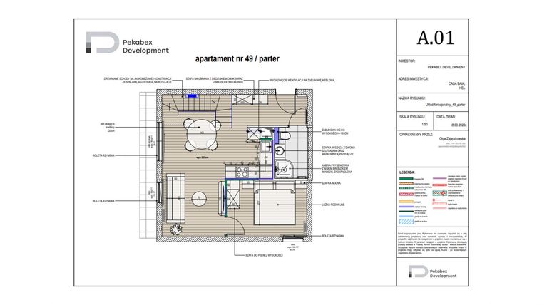 Rzut - Mieszkanie na sprzedaż 1 pokój o powierzchni 83,81 m² - numer 49 w Apartamenty Casa Baia