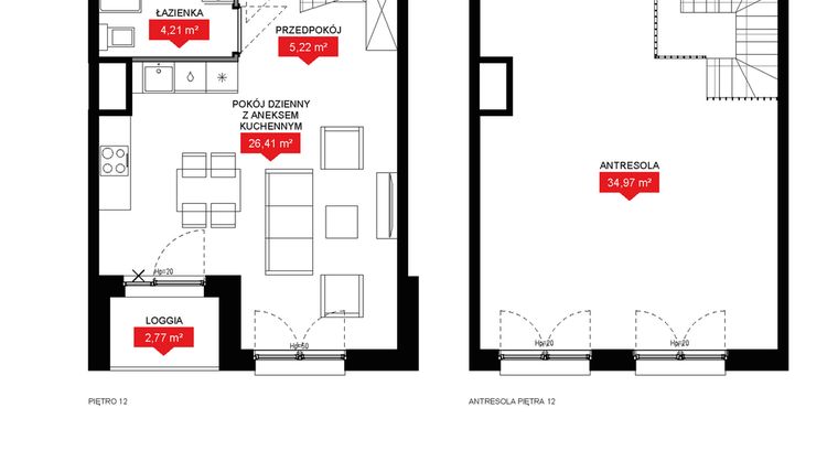 Rzut - Mieszkanie na sprzedaż 1 pokój o powierzchni 70,66 m² - numer A2 374 w 29L
