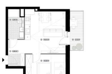 Rzut - Mieszkanie na sprzedaż 4 pokoje o powierzchni 39,9 m² - numer 5.M1 w Stalowa 76