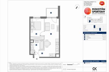Rzut - Mieszkanie na sprzedaż 2 pokoje o powierzchni 38,2 m² - numer A.30 w Mokotów Sportowy 3.1