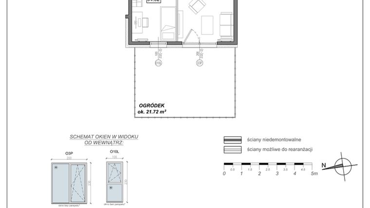 Rzut - Mieszkanie na sprzedaż 2 pokoje o powierzchni 33,21 m² - numer 6.A.04 w Urzeka bud. 6 i 7