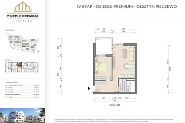 Rzut - Mieszkanie na sprzedaż 2 pokoje o powierzchni 41,1 m² - numer B1.42 w Osiedle Premium etap IV