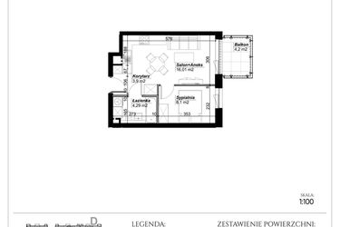 Rzut - Mieszkanie na sprzedaż 2 pokoje o powierzchni 32,3 m² - numer C.75 w Narcyzowe Wzgórza II
