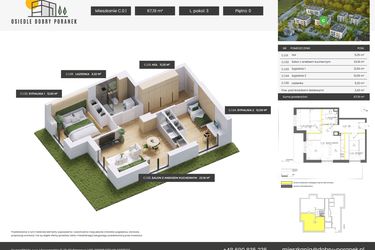 Rzut - Mieszkanie na sprzedaż 3 pokoje o powierzchni 67,19 m² - numer C.0.1 w Dobry Poranek