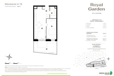 Rzut - Mieszkanie na sprzedaż 2 pokoje o powierzchni 47 m² - numer M.18 w Royal Garden Wilanów