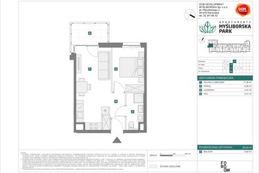 Rzut - Mieszkanie na sprzedaż 2 pokoje o powierzchni 35,04 m² - numer J64 w Apartamenty Myśliborska Park