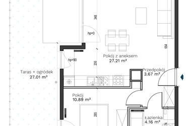 Rzut - Mieszkanie na sprzedaż 2 pokoje o powierzchni 45,93 m² - numer A-9 w Destino