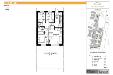 Rzut - Mieszkanie na sprzedaż 4 pokoje o powierzchni 53,48 m² - numer M1 w Villa Stoki (mieszkania)