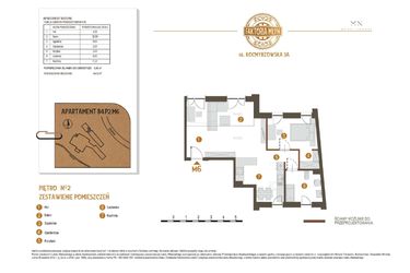 Rzut - Mieszkanie na sprzedaż 2 pokoje o powierzchni 60,72 m² - numer B4.P2.M6 w Faktoria Młyn