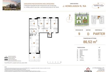 Rzut - Mieszkanie na sprzedaż 5 pokoi o powierzchni 86,52 m² - numer JAR-IV-D-LM-M9 w Osiedle JAR Heweliusza etap IV