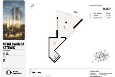 Rzut - Lokal użytkowy na sprzedaż 1 pokój o powierzchni 79,62 m² - numer U.14 w Nowa Gwiazda