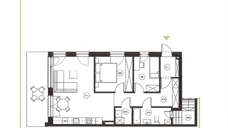 Rzut - Mieszkanie na sprzedaż 3 pokoje o powierzchni 70,6 m² - numer 25_1 w Apartamenty Sielanka