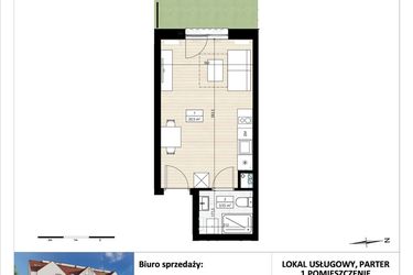 Rzut - Mieszkanie na sprzedaż 1 pokój o powierzchni 24,06 m² - numer B4/0/12 w Montano bud. B4 - apartamenty inwestycyjne