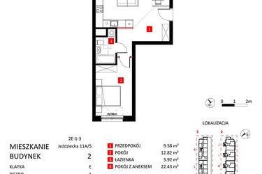 Rzut - Mieszkanie na sprzedaż 2 pokoje o powierzchni 48,75 m² - numer AJ_11A/5 w Apartamenty Jeździecka