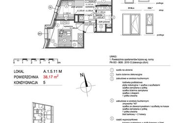 Rzut - Mieszkanie na sprzedaż 2 pokoje o powierzchni 38,13 m² - numer A.1.5.11M w Mikołajki Apartamenty