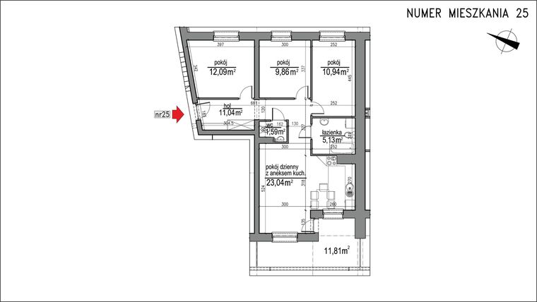 Rzut - Mieszkanie na sprzedaż 4 pokoje o powierzchni 73,69 m² - numer 3m.25 w Osiedle Rytm etap 2