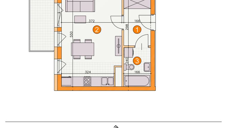 Rzut - Mieszkanie na sprzedaż 1 pokój o powierzchni 28,06 m² - numer BI/C16 w Osiedle Bocianie Gniazdo 2