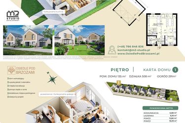 Rzut - Dom na sprzedaż 4 pokoje o powierzchni 135 m² - numer 1 w Osiedle Pod Brzozami etap II