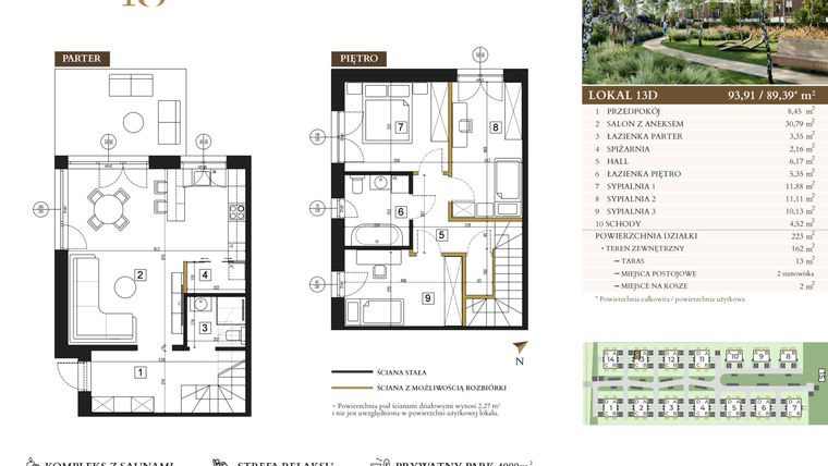 Rzut - Mieszkanie na sprzedaż 4 pokoje o powierzchni 89,39 m² - numer 13D w Lawinowa 18