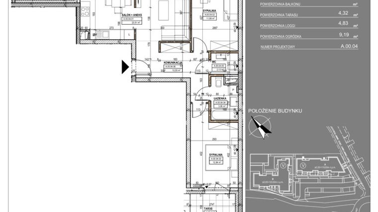 Rzut - Mieszkanie na sprzedaż 3 pokoje o powierzchni 67,46 m² - numer A4 w Osiedle Ostrovia