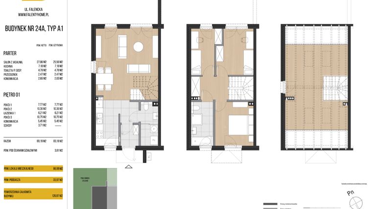 Rzut - Dom na sprzedaż 4 pokoje o powierzchni 86,99 m² - numer 24A w Falenty Home II