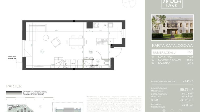 Rzut - Dom na sprzedaż 4 pokoje o powierzchni 85,73 m² - numer 10C w Nova Wola Park II