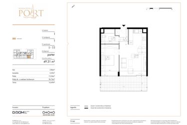 Rzut - Mieszkanie na sprzedaż 2 pokoje o powierzchni 49,31 m² - numer I_11 w Warmiński Port etap V