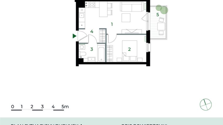 Rzut - Mieszkanie na sprzedaż 2 pokoje o powierzchni 35,17 m² - numer M14 w Park-Wojszyce