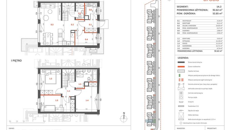 Rzut - Dom na sprzedaż 5 pokoi o powierzchni 91,17 m² - numer 1A.2 w Przystanek Ursus