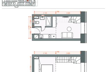 Rzut - Mieszkanie na sprzedaż 2 pokoje o powierzchni 30,46 m² - numer 81 w Legionów 102