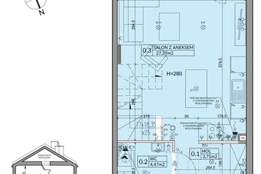 Rzut - Dom na sprzedaż 3 pokoje o powierzchni 72,53 m² - numer 46B w Nova Magdalenka 7 etap IX-XII